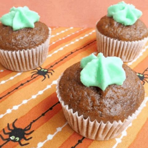 Mini Pumpkin Muffins With Cream Cheese Frosting Stems
