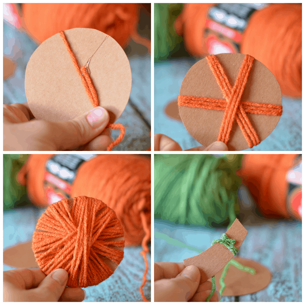 Home decor yarn wrapped pumpkins