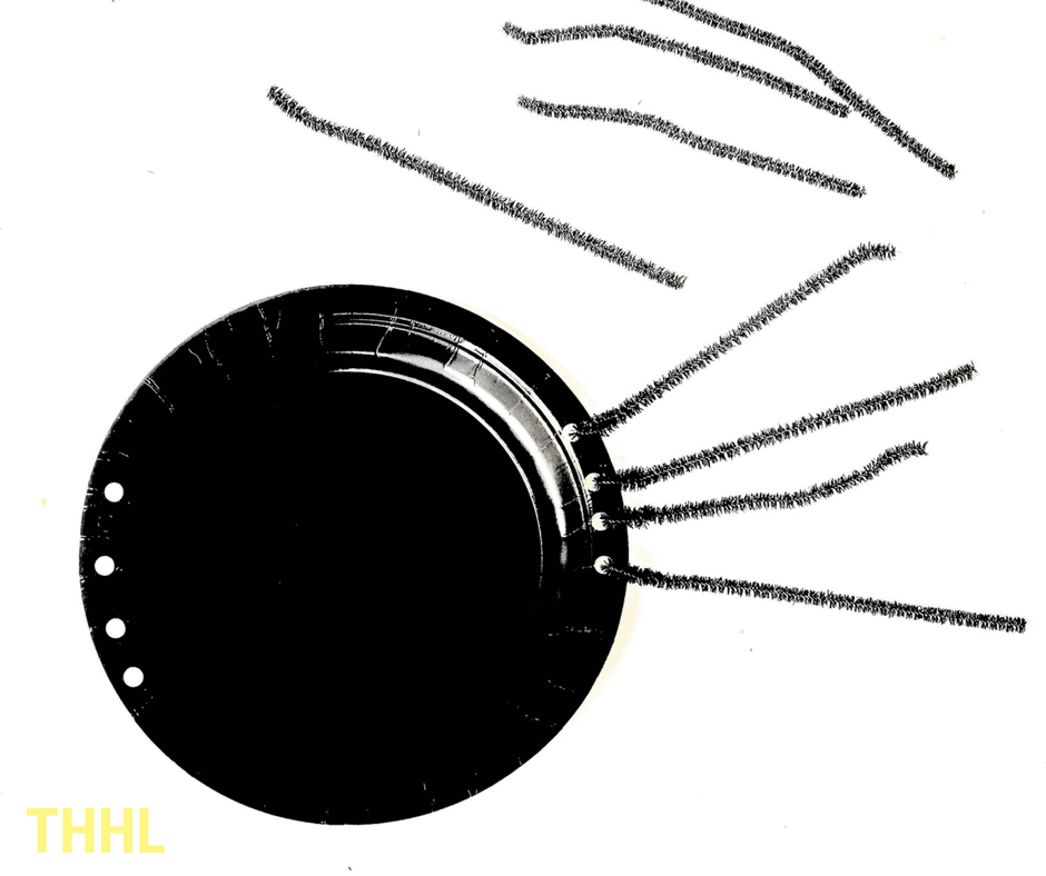 Making a black spider using paper plate