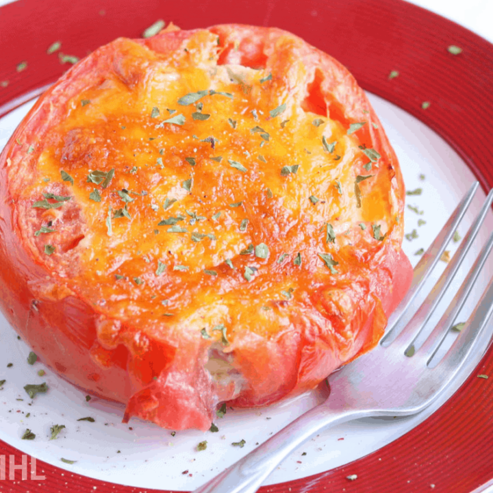 Keto Tuna Melt Stuffed Tomatoes