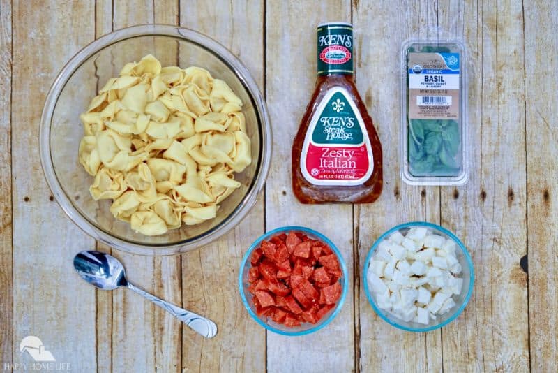 ingredients for tortellini pasta salad
