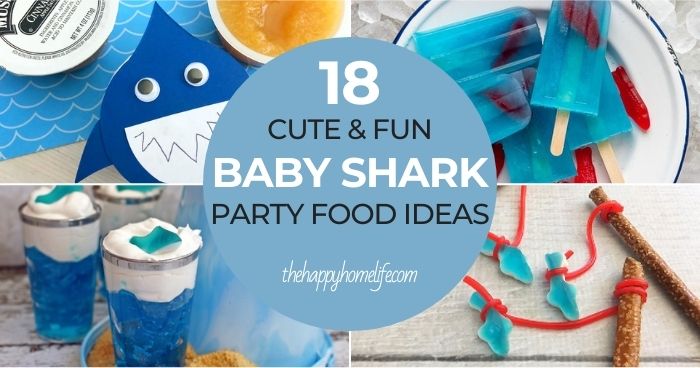 collage of baby shark party foods
