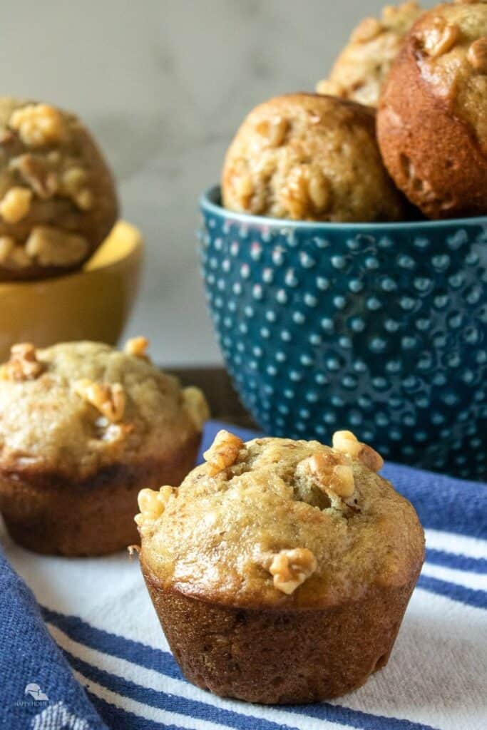 Banana nuts muffins displayed.