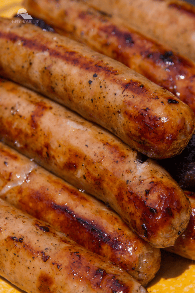 Close up of cooked grilled brats