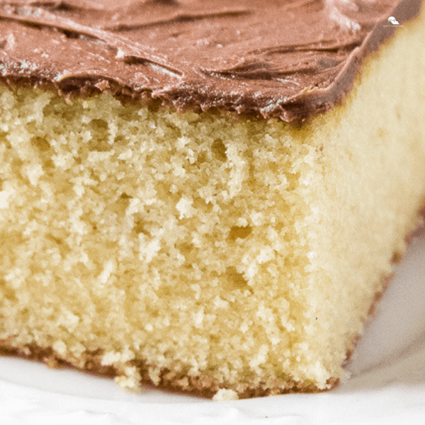 close up of yellow sheet cake