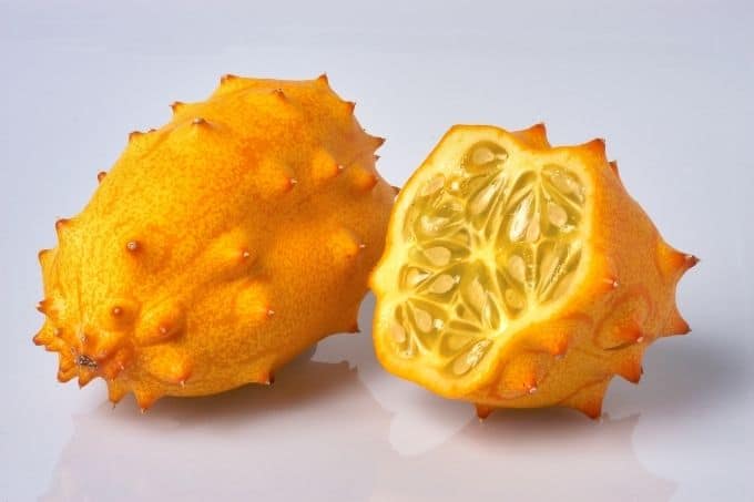 kiwano melon on white background