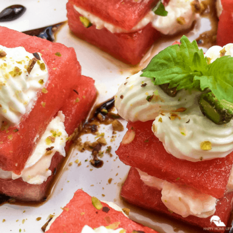 Watermelon, Whipped Feta, & Basil Bites