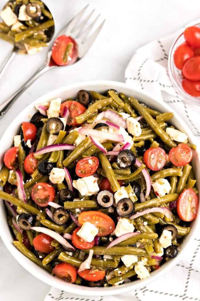 canned green bean salad with olives and feta cheese