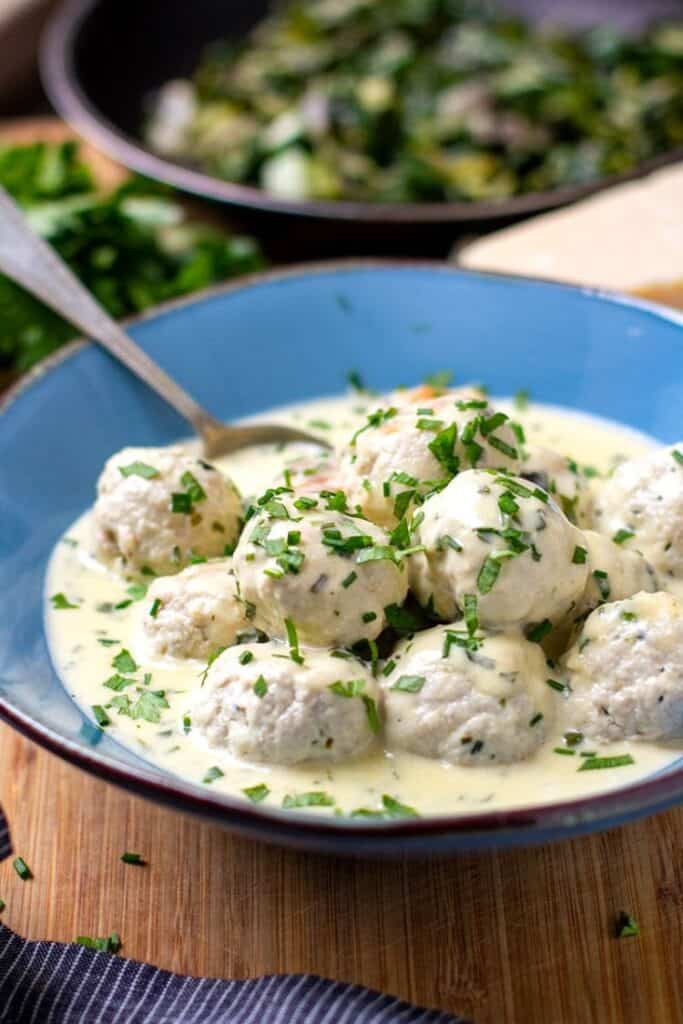 GF chicken alfredo meatballs