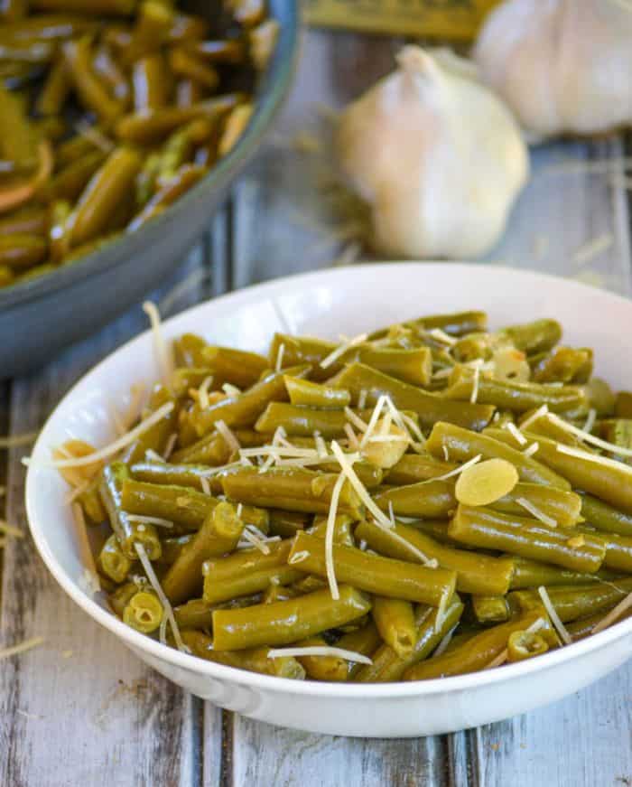 canned green beans with garlic and parmesan