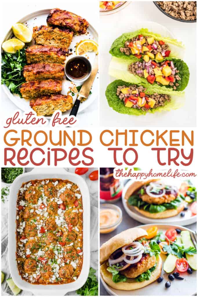pin collage of gluten free ground chicken recipes