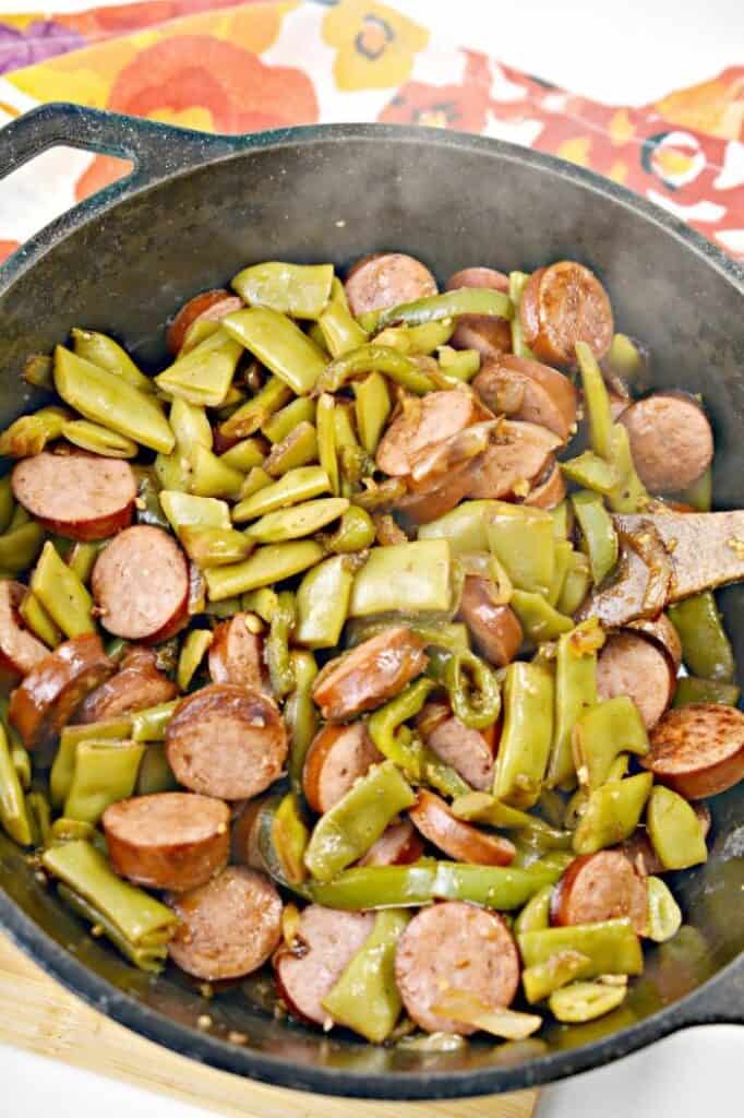 green beans and sausage - yummy side dish or complete meal