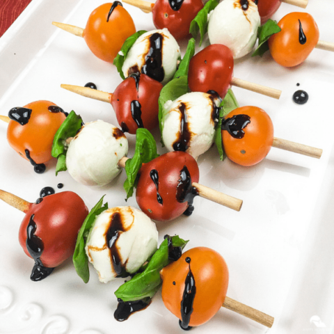 Classic Caprese Skewers with Balsamic Glaze