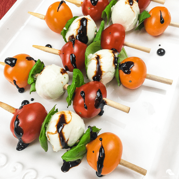 Classic Caprese Skewers with Balsamic Glaze