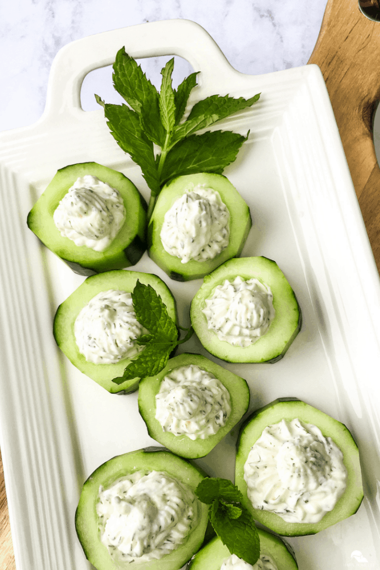 Simple Cucumber Cups with Whipped Feta and Dill