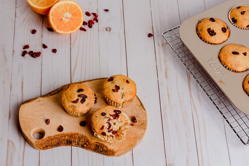 top view of eggless cranberry muffins