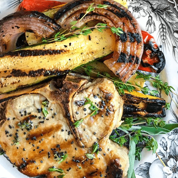 Luscious Grilled Herb-Rubbed Bone-In Pork Chops