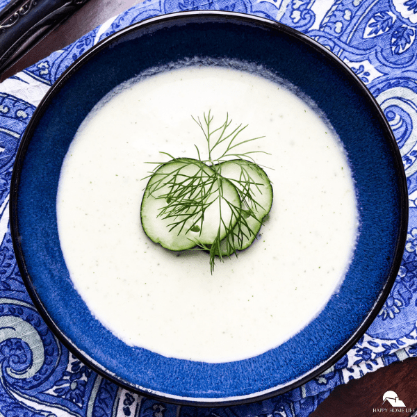 Chilled Cucumber Avocado Soup with Fresh Dill