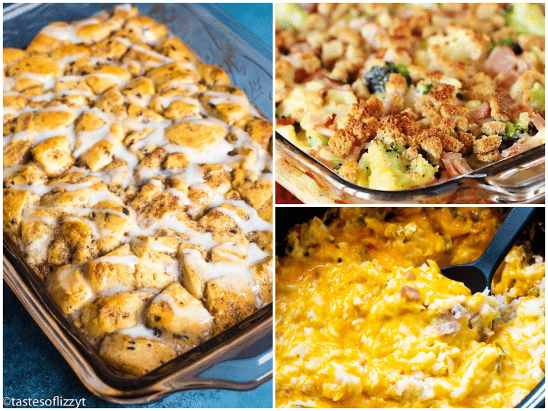 collage of 3 different easter casserole recipes