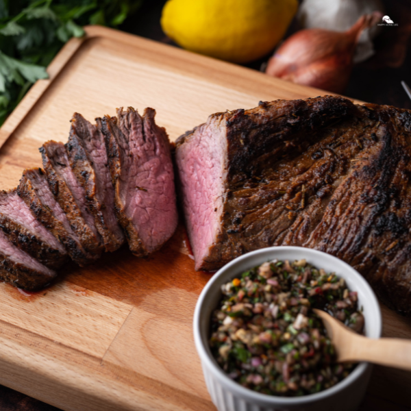 grilled tri tip steak with chimichurri sauce

