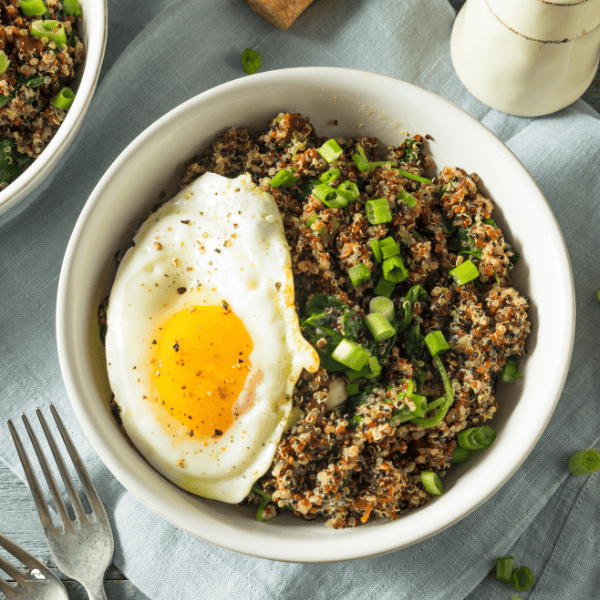 Healthy organic quinoa breakfast bowl.