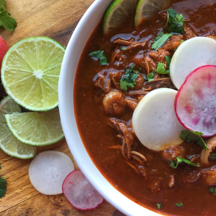 Pozole Rojo de Pollo (Red Pozole with Chicken)