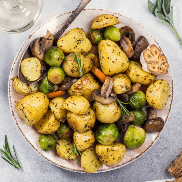 Delicious potato dinner served on a table.