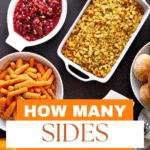 Thanksgiving side dishes with text: "How many sides should you serve" below