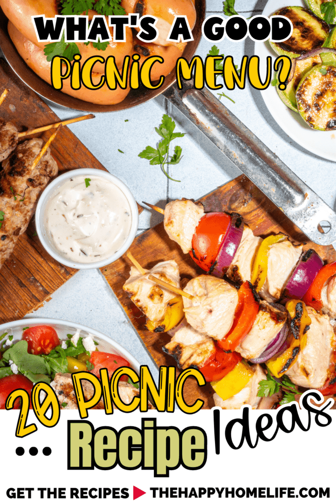 picnic food with text that over them