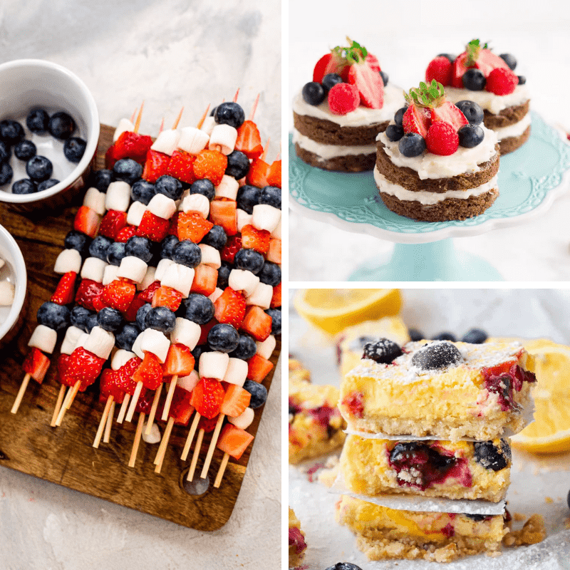 collage of gluten-free sweets for patriotic holidays