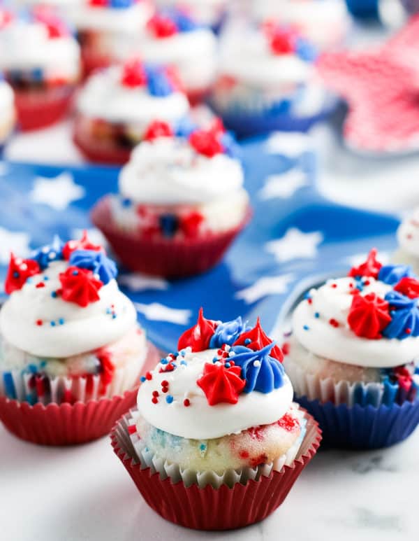 red white and blue mini cupcakes