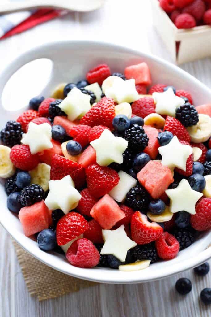 red, white, and blue fruit salad