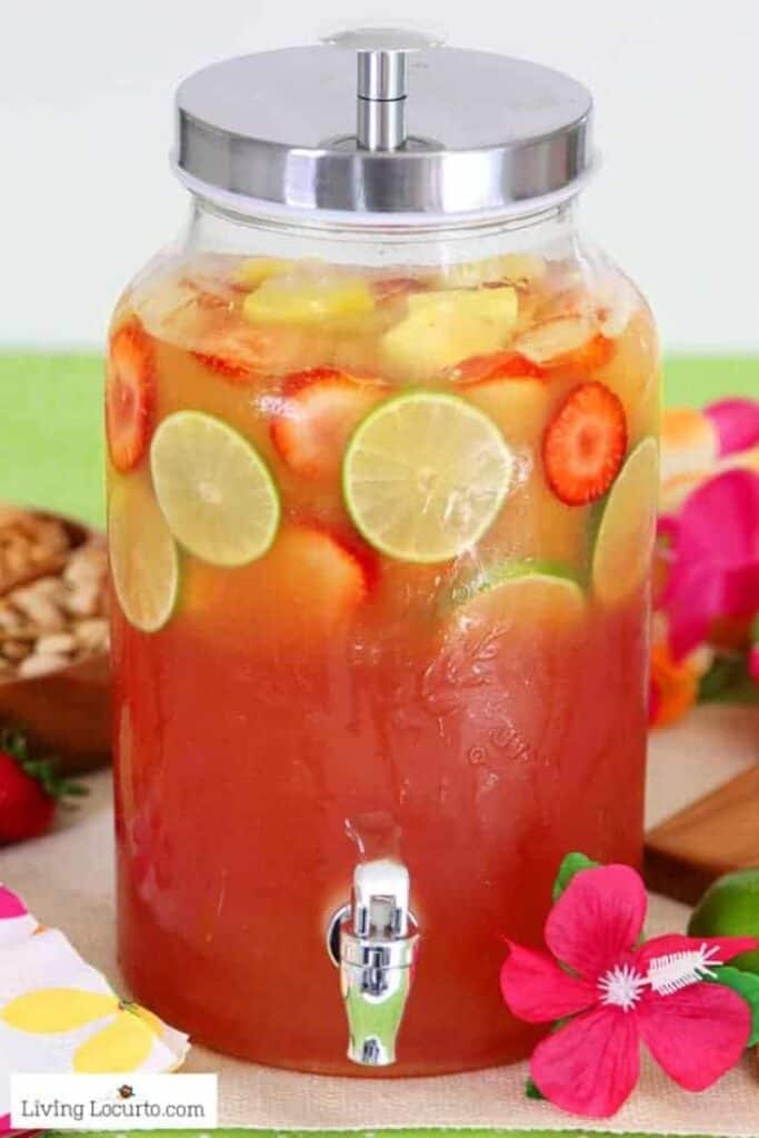 tropical rum punch in drink dispenser