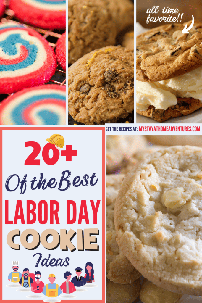 Labor Day Cookie Idea Collage with text: "20+ Of the Best Labor Day Cookie Ideas" 