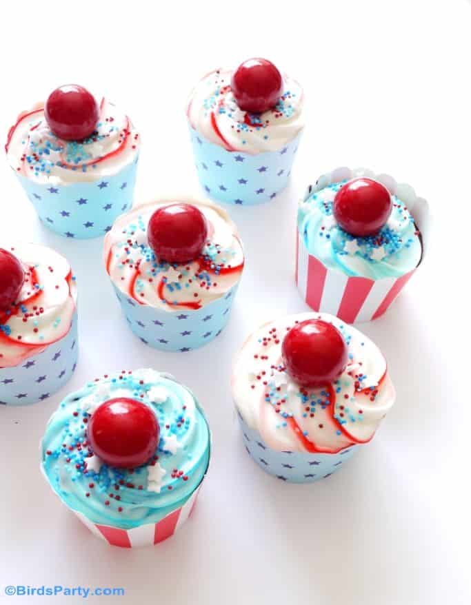 patriotic cupcakes made with coca cola