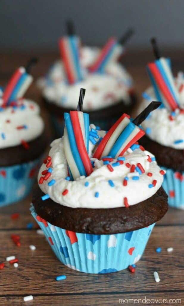 Twizzler firecracker cupcakes