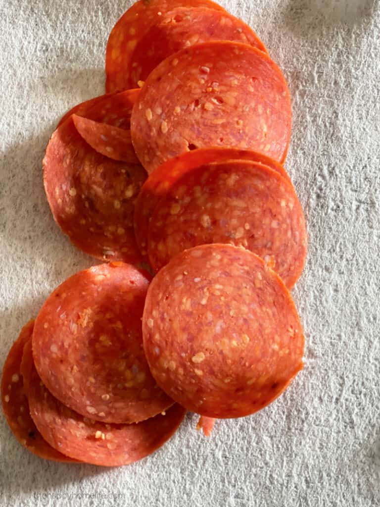 slices of pepperoni up close