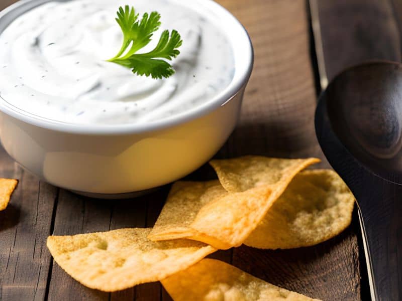 sour cream with tortilla chips