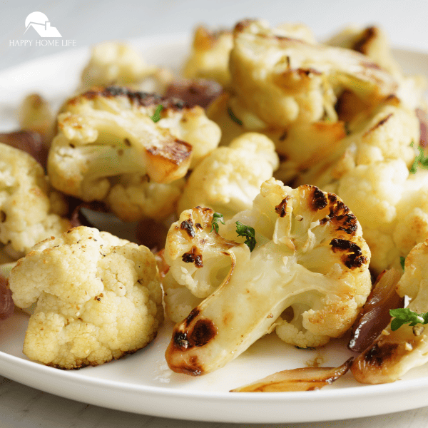 A Close-up shot of parmesan roasted cauliflower bites