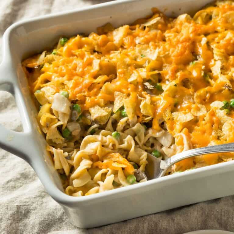 tuna casserole in a baking dish