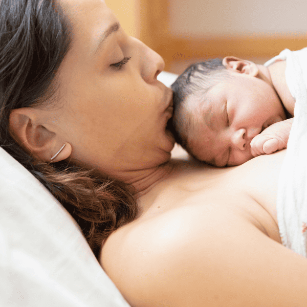 Newborn baby at the hospial with mother.