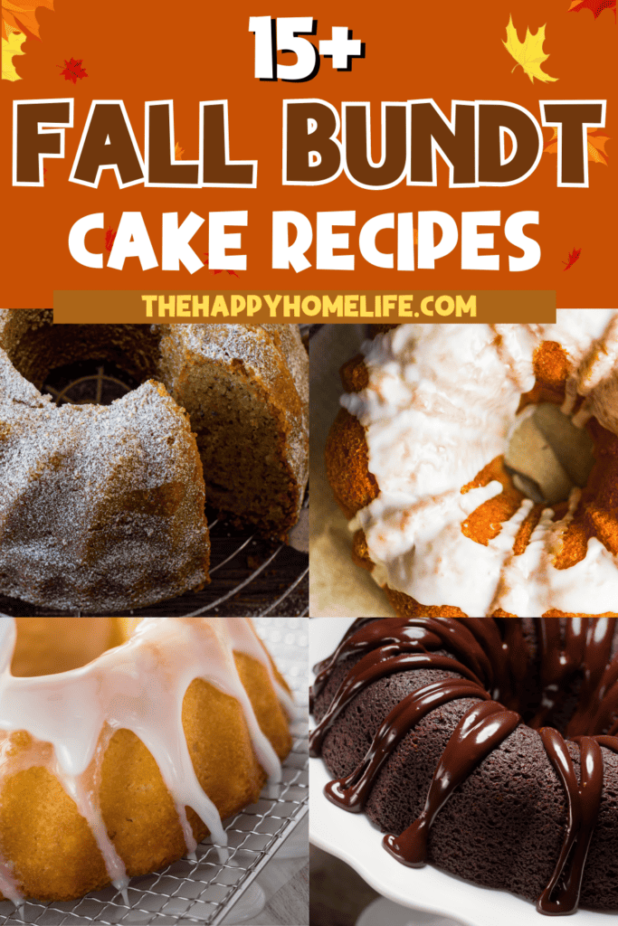 a collage pin image of fall bundt cake recipes
