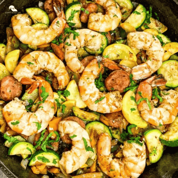 An image of Cajun Spiced Shrimp and Vegetable Skillet