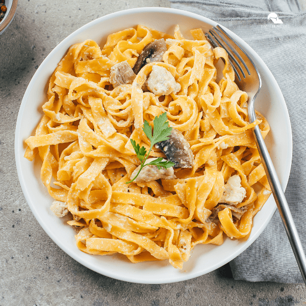 close up top view image of an Italian pasta