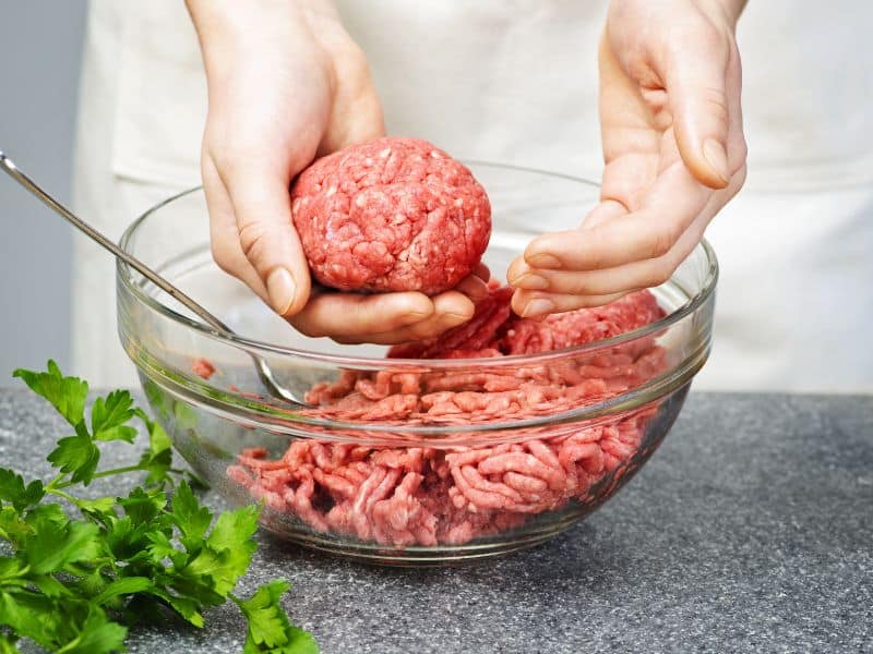 shaping beef into meatballs or patties