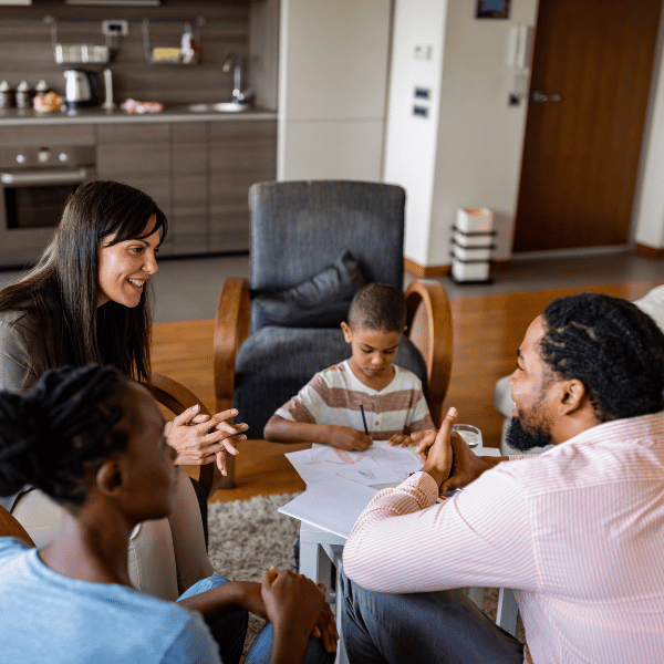 family on a mental health therapy sesssion.