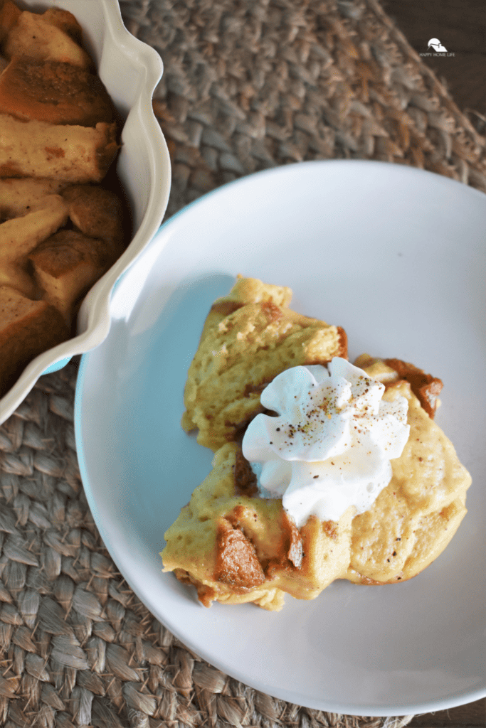 IP Maple Bread Pudding in a white plate