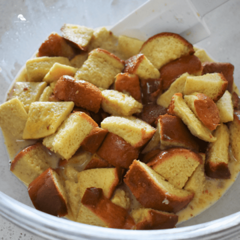 IP Maple Bread Pudding in a white bowl