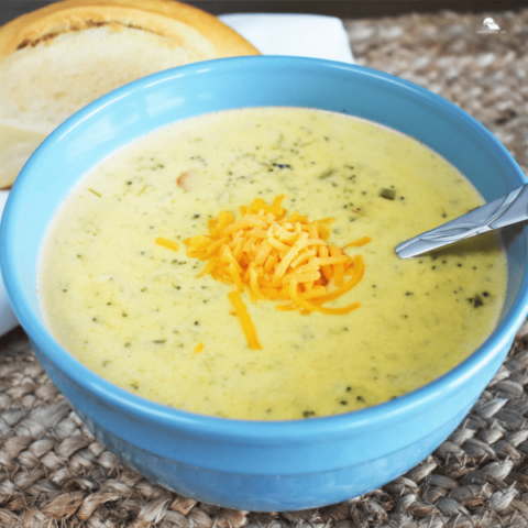 a square sized image of Instant Pot Broccoli Cheese Soup