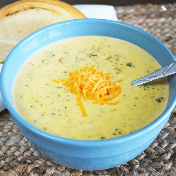 a square sized image of Instant Pot Broccoli Cheese Soup